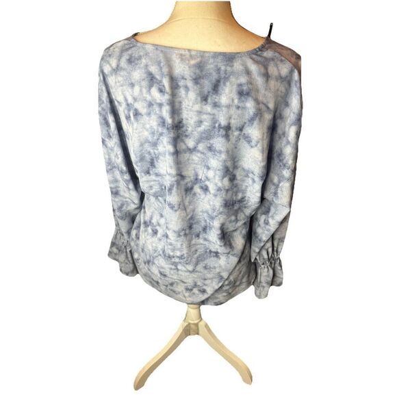Juicy Couture Blue Front Tie A-Symmetrical Long Bell Sleeve Top Size Large Y2K - Picture 3 of 5
